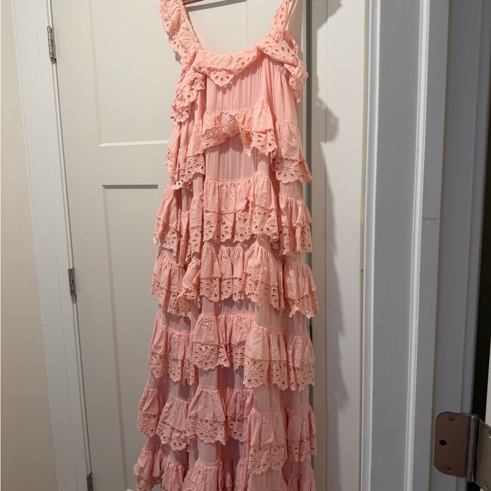 Innika Choo Schiffli Scallop Frill maxi dress